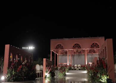 A Slow Motion Shot of an Indian Wedding Venue Decoration in India