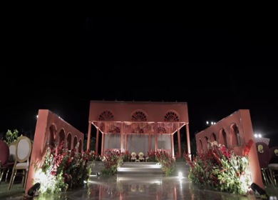 A Slow Motion Shot of an Indian Wedding Venue Decoration in India