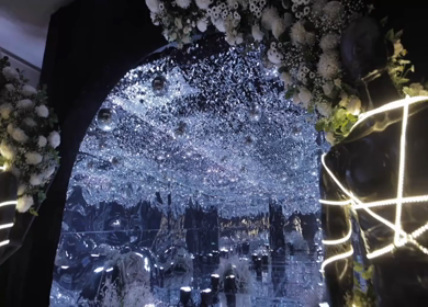 A Slow Motion Shot of an Indian Wedding Venue Decoration in India