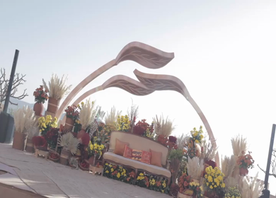 A Slow Motion Shot of an Indian Wedding Venue Decoration in India