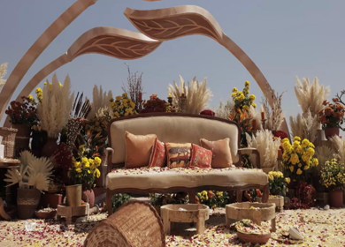 A Slow Motion Shot of an Indian Wedding Venue Decoration in India