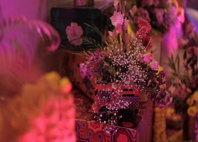 A Slow Motion Shot of an Indian Wedding Venue Decoration in India