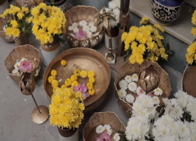 A Slow Motion Shot of an Indian Wedding Venue Decoration in India