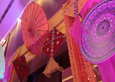 A Slow Motion Shot of an Indian Wedding Venue Decoration in India