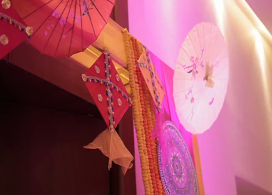 A Slow Motion Shot of an Indian Wedding Venue Decoration in India