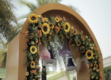 A Slow Motion Shot of an Indian Wedding Venue Decoration in India