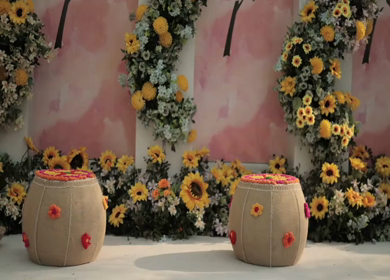 A Slow Motion Shot of an Indian Wedding Venue Decoration in India