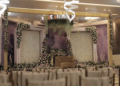 A Slow Motion Shot of an Indian Wedding Venue Decoration in India