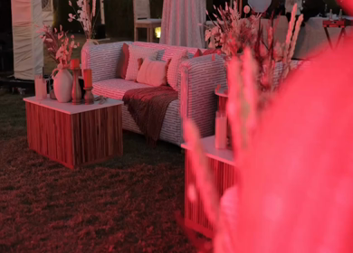 A Slow Motion Shot of an Indian Wedding Venue Decoration in India