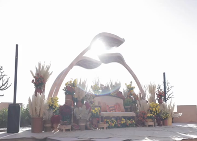 A Slow Motion Shot of an Indian Wedding Venue Decoration in India