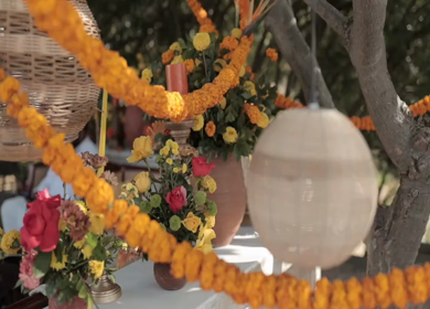 A Slow Motion Shot of an Indian Wedding Venue Decoration in India