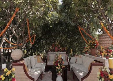 A Slow Motion Shot of an Indian Wedding Venue Decoration in India