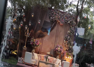A Slow Motion Shot of an Indian Wedding Venue Decoration in India