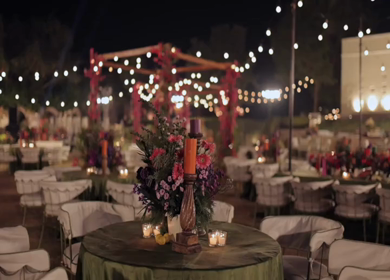 A Slow Motion Shot of an Indian Wedding Venue Decoration in India