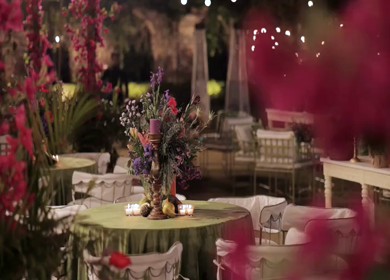 A Slow Motion Shot of an Indian Wedding Venue Decoration in India
