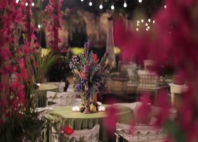 A Slow Motion Shot of an Indian Wedding Venue Decoration in India