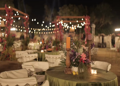 A Slow Motion Shot of an Indian Wedding Venue Decoration in India