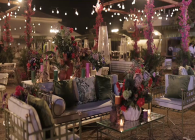 A Slow Motion Shot of an Indian Wedding Venue Decoration in India