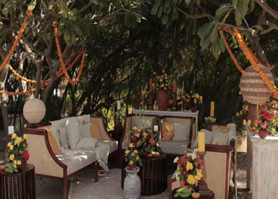 A Slow Motion Shot of an Indian Wedding Venue Decoration in India