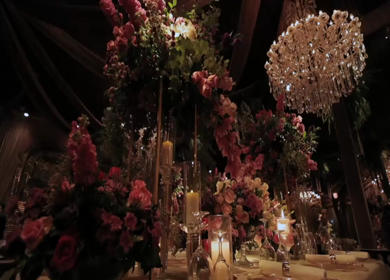 A Slow Motion Shot of an Indian Wedding Venue Decoration in India