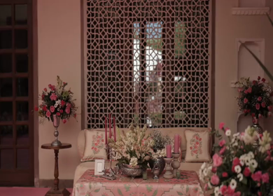 A Slow Motion Shot of an Indian Wedding Venue Decoration in India