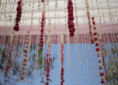 A Slow Motion Shot of an Indian Wedding Venue Decoration in India