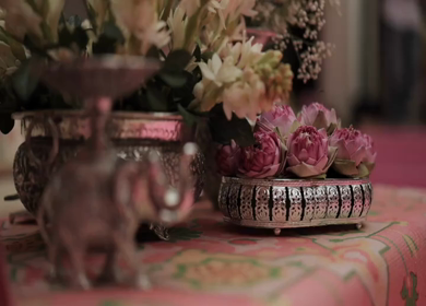 A Slow Motion Shot of an Indian Wedding Venue Decoration in India