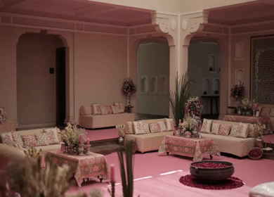 A Slow Motion Shot of an Indian Wedding Venue Decoration in India