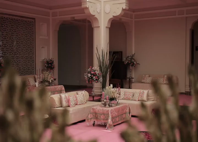 A Slow Motion Shot of an Indian Wedding Venue Decoration in India