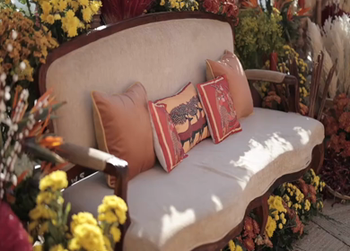 A Slow Motion Shot of an Indian Wedding Venue Decoration in India