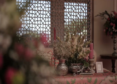A Slow Motion Shot of an Indian Wedding Venue Decoration in India
