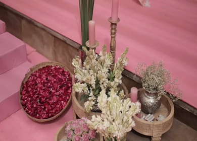 A Slow Motion Shot of an Indian Wedding Venue Decoration in India