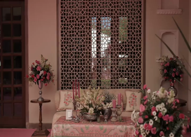 A Slow Motion Shot of an Indian Wedding Venue Decoration in India