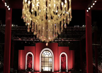 A Slow Motion Shot of an Indian Wedding Venue Decoration in India