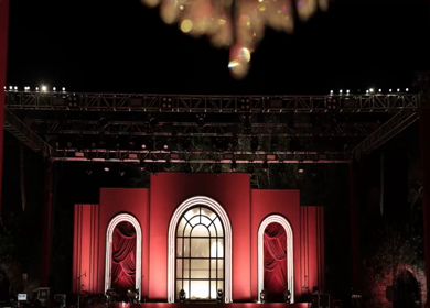 A Slow Motion Shot of an Indian Wedding Venue Decoration in India
