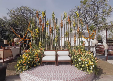 A Slow Motion Shot of an Indian Wedding Venue Decoration in India