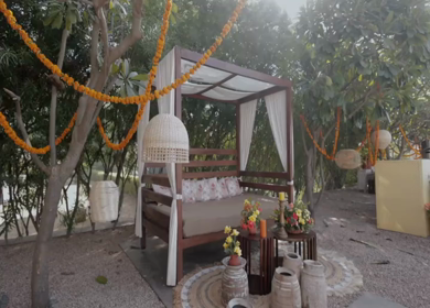 A Slow Motion Shot of an Indian Wedding Venue Decoration in India