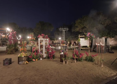 A Slow Motion Shot of an Indian Wedding Venue Decoration in India