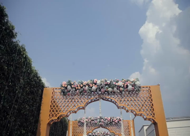 A Slow Motion Shot of an Indian Wedding Venue Decoration in India
