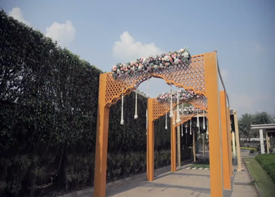A Slow Motion Shot of an Indian Wedding Venue Decoration in India