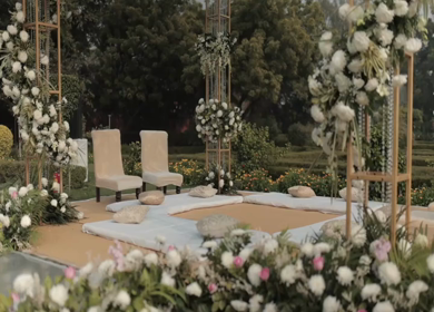 A Slow Motion Shot of an Indian Wedding Venue Decoration in India
