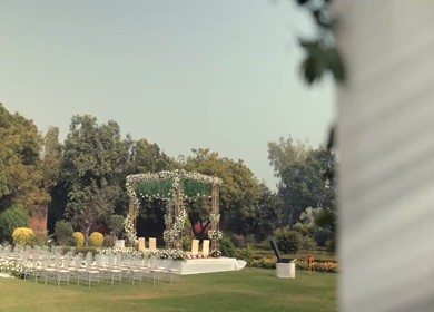A Slow Motion Shot of an Indian Wedding Venue Decoration in India
