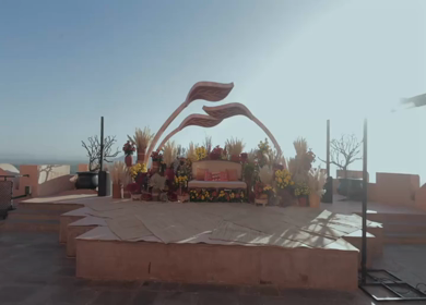 A Slow Motion Shot of an Indian Wedding Venue Decoration in India