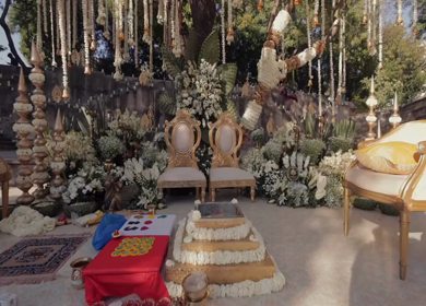 A Slow Motion Shot of an Indian Wedding Venue Decoration in India