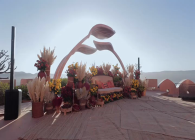 A Slow Motion Shot of an Indian Wedding Venue Decoration in India