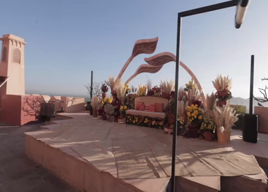 A Slow Motion Shot of an Indian Wedding Venue Decoration in India