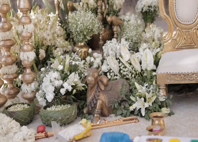 A Slow Motion Shot of an Indian Wedding Venue Decoration in India