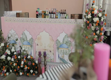 A Slow Motion Shot of an Indian Wedding Venue Decoration in India