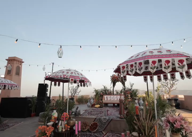 A Slow Motion Shot of an Indian Wedding Venue Decoration in India