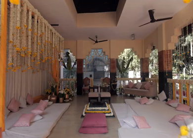 A Slow Motion Shot of an Indian Wedding Venue Decoration in India